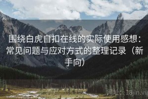 围绕白虎自扣在线的实际使用感想：常见问题与应对方式的整理记录（新手向）
