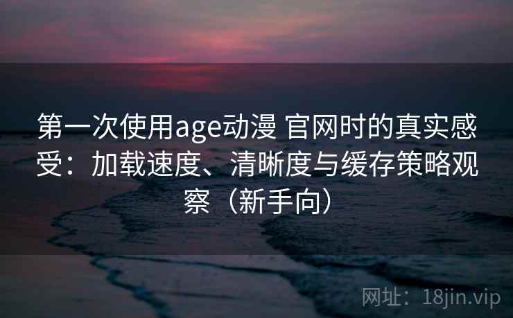第一次使用age动漫 官网时的真实感受：加载速度、清晰度与缓存策略观察（新手向）